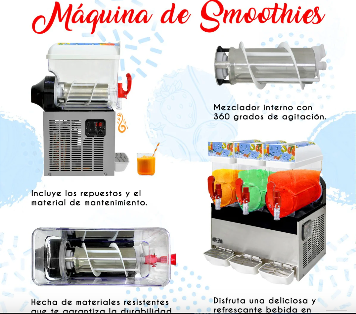 Maquina Para Frappe Smoothies Raspado 45 Litros Industrial